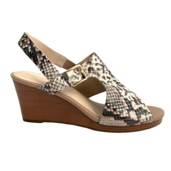 Cole Haan Sandals Women Size 8.5B Python Embossed Leather Open-toe Sling-back - Picture 2 of 11